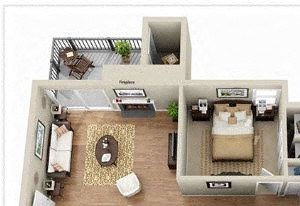 floor plan of a 2 bedroom 1 bath apartment